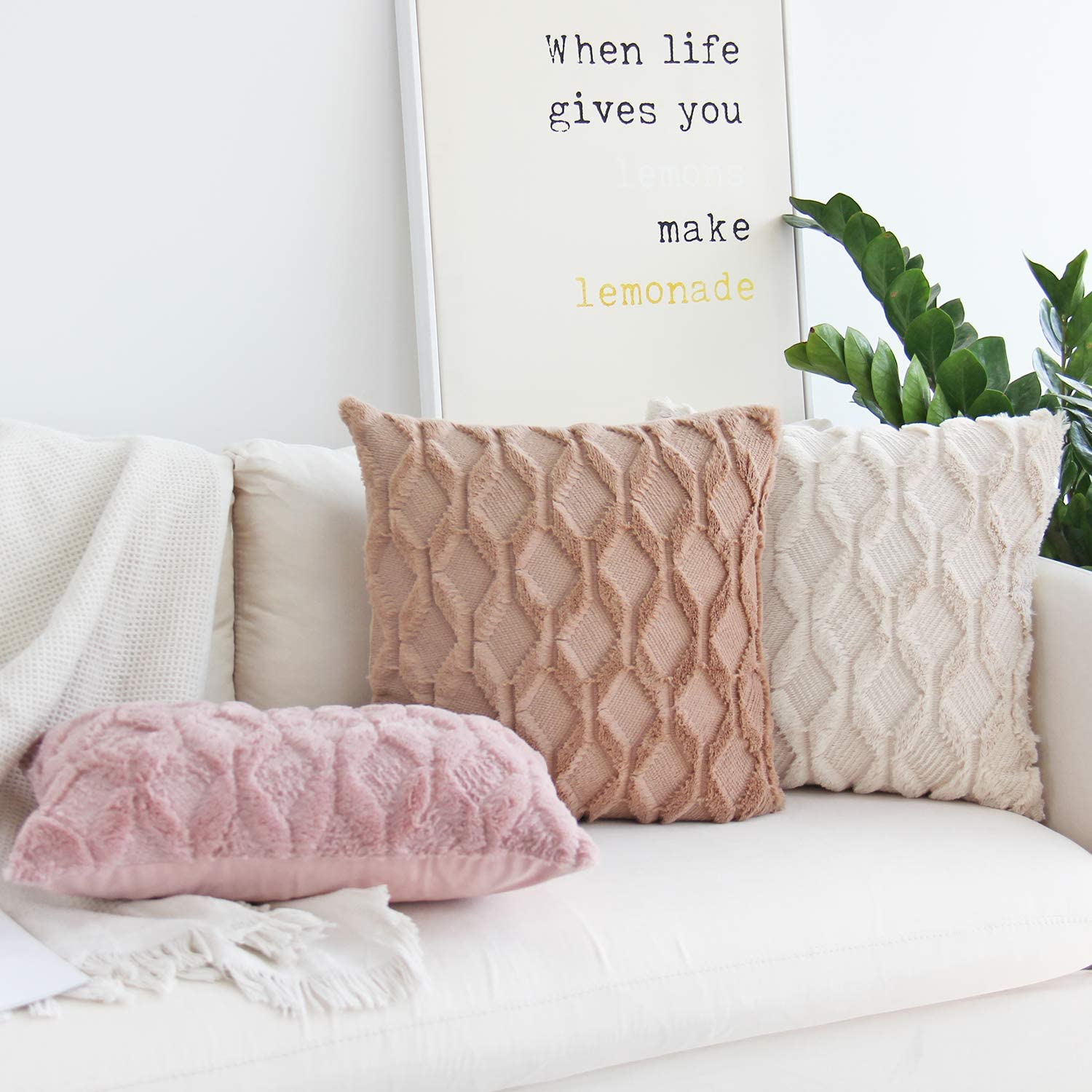 Velvet Decorative Throw Pillow Covers  Cushion Case Faux Fur Pillowcases for Sofa Bedroom