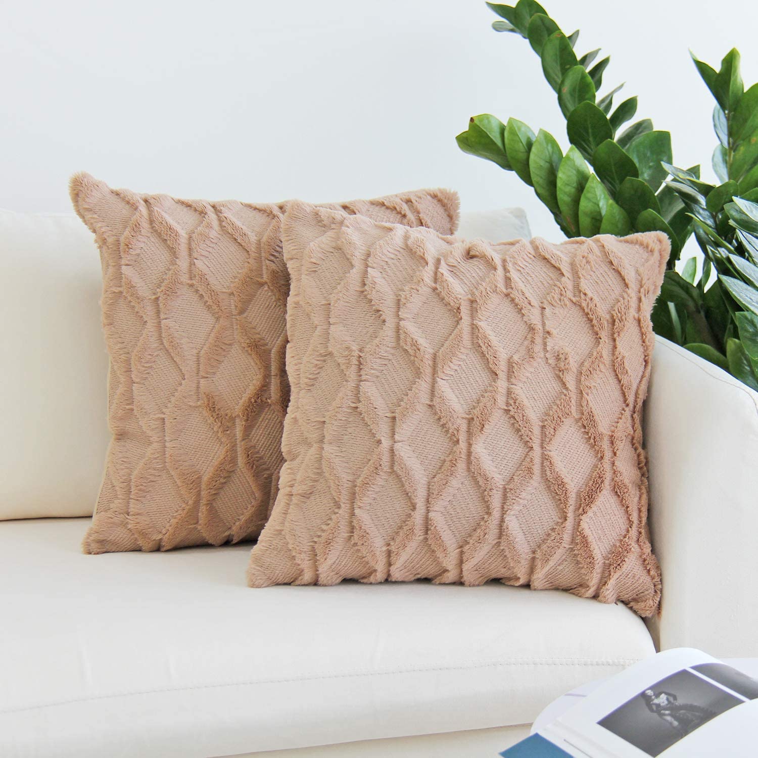 Velvet Decorative Throw Pillow Covers  Cushion Case Faux Fur Pillowcases for Sofa Bedroom