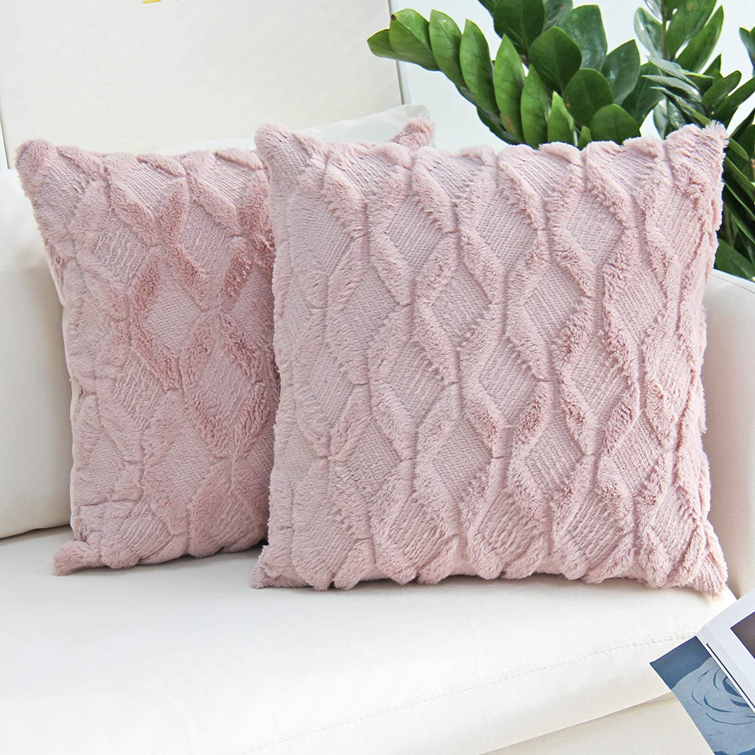 Velvet Decorative Throw Pillow Covers  Cushion Case Faux Fur Pillowcases for Sofa Bedroom