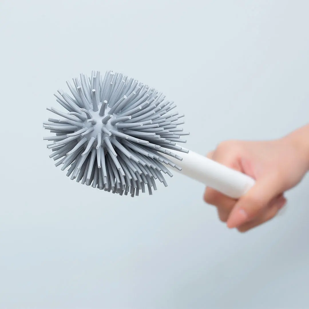 Toilet Brushes and Holder Cleaner Set Silica Gel Floor-standing Bathroom Cleaning Tool from