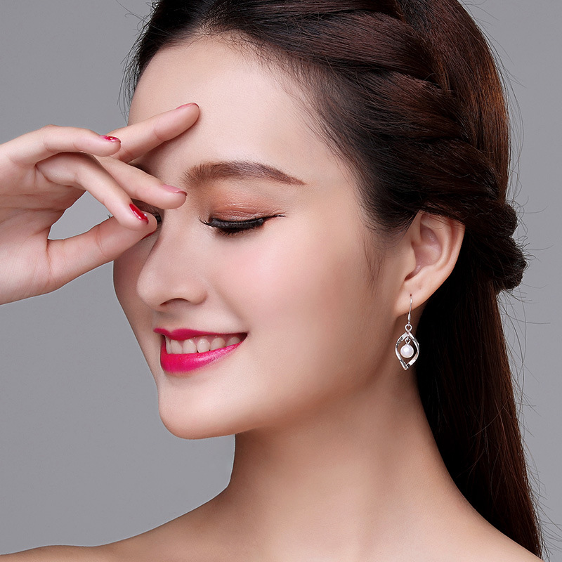 925 sterling silver jewelry,temperament tassel earrings simple fashion twisted pearl earrings