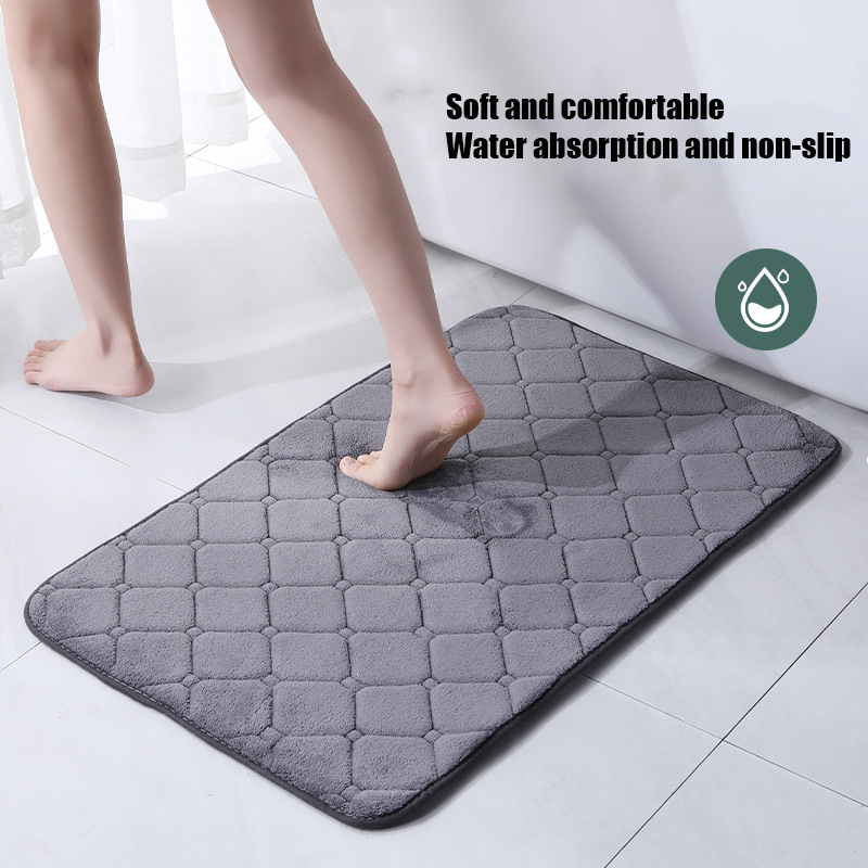 Bath Mat Toilet Rug Water Absorption And Non-Slip Coral Fleece For Hallway Bathroom Products Home
