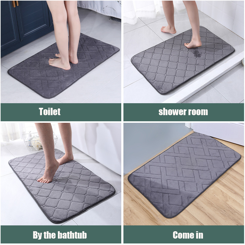 Bath Mat Toilet Rug Water Absorption And Non-Slip Coral Fleece For Hallway Bathroom Products Home