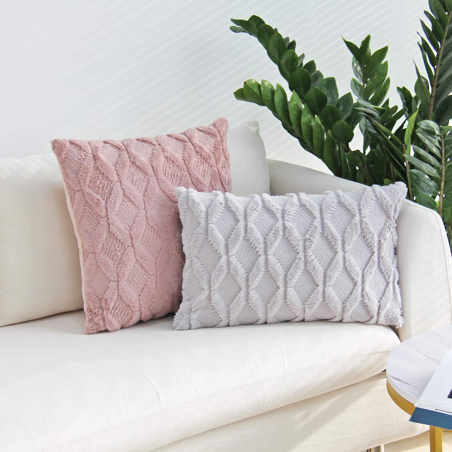 Velvet Decorative Throw Pillow Covers  Cushion Case Faux Fur Pillowcases for Sofa Bedroom