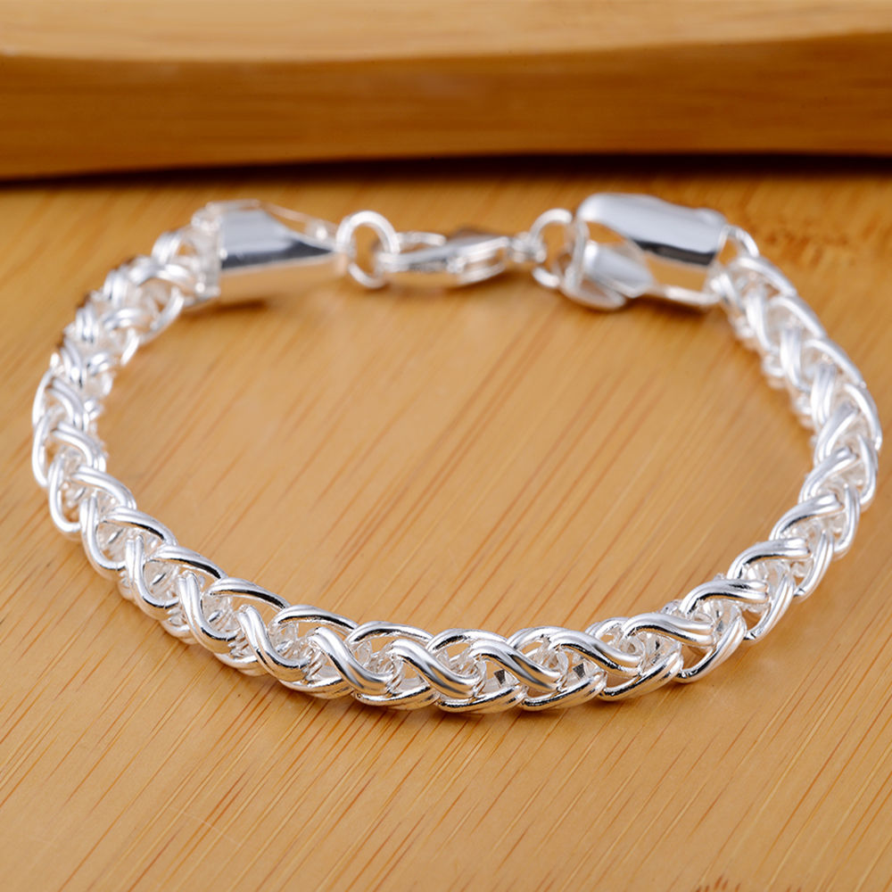 925 Sterling Silver Men's Bracelet, Herringbone Jewel