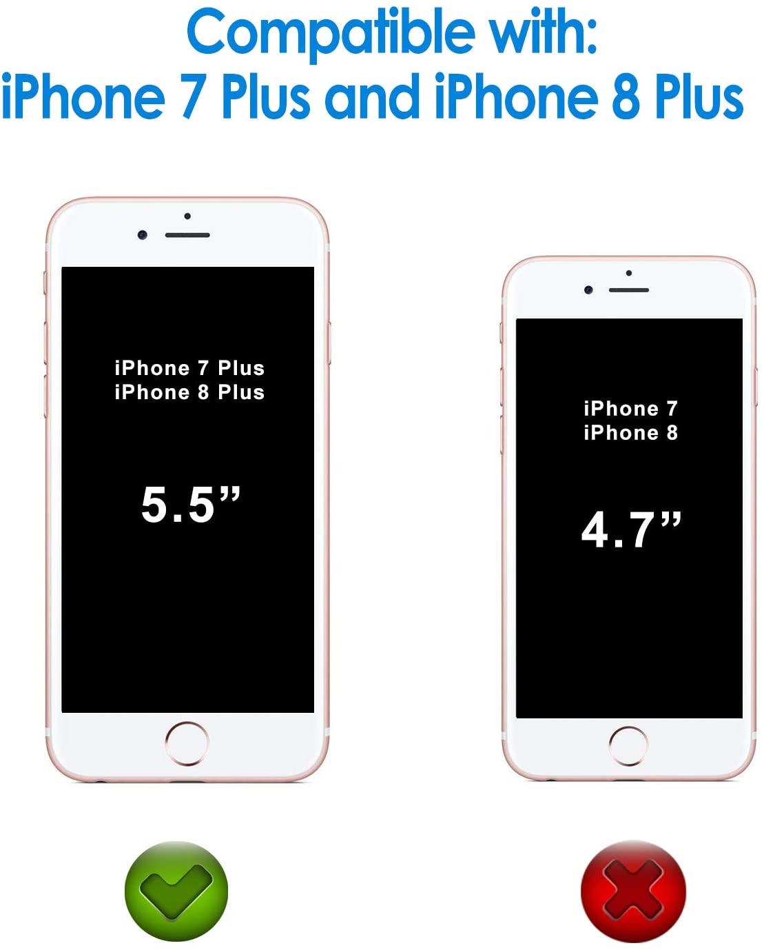 Screen Protector for iPhone 8 Plus and iPhone 7 Plus, 5.5-Inch, Tempered Glass Film