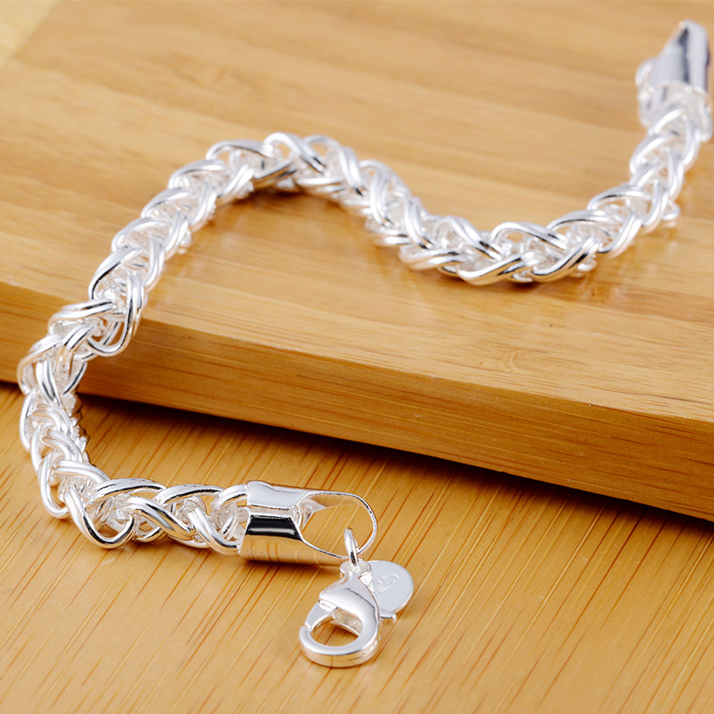 925 Sterling Silver Men's Bracelet, Herringbone Jewel