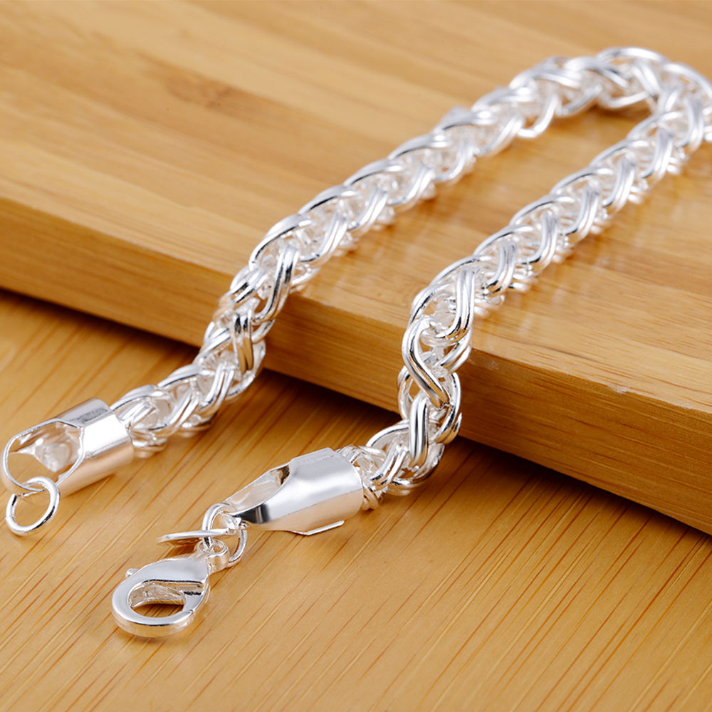 925 Sterling Silver Men's Bracelet, Herringbone Jewel