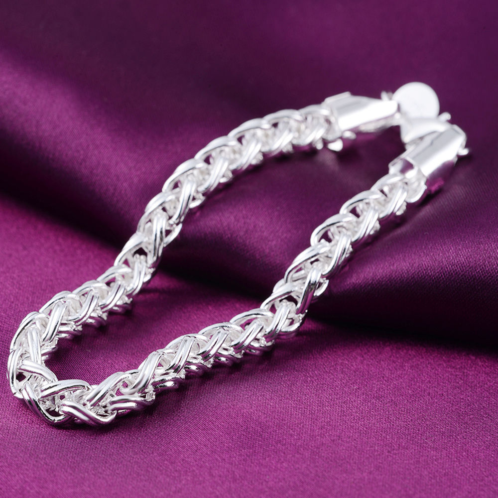 925 Sterling Silver Men's Bracelet, Herringbone Jewel