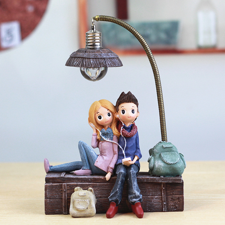 Creative Boy Girl Night Light Valentine's Day Gift Resin Craft Home Decoration ornaments