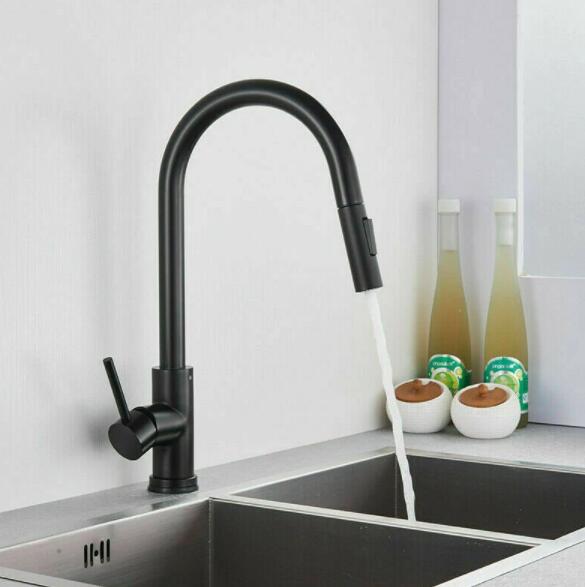 Stainless Steel Kitchen Sink Faucets Mixer Smart Touch Sensor Pull Out Hot Cold Water Mixer Tap