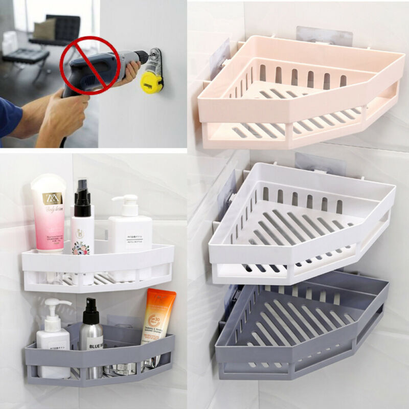 Suction Wall Triangular Shower Caddy Shelf Bathroom Bath Rack Storage Holder Organizer Shelves