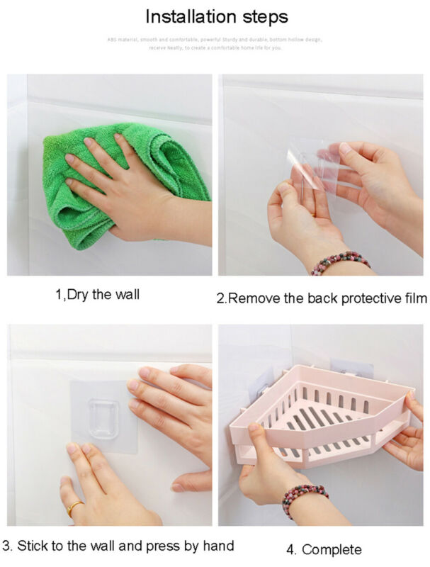 Suction Wall Triangular Shower Caddy Shelf Bathroom Bath Rack Storage Holder Organizer Shelves