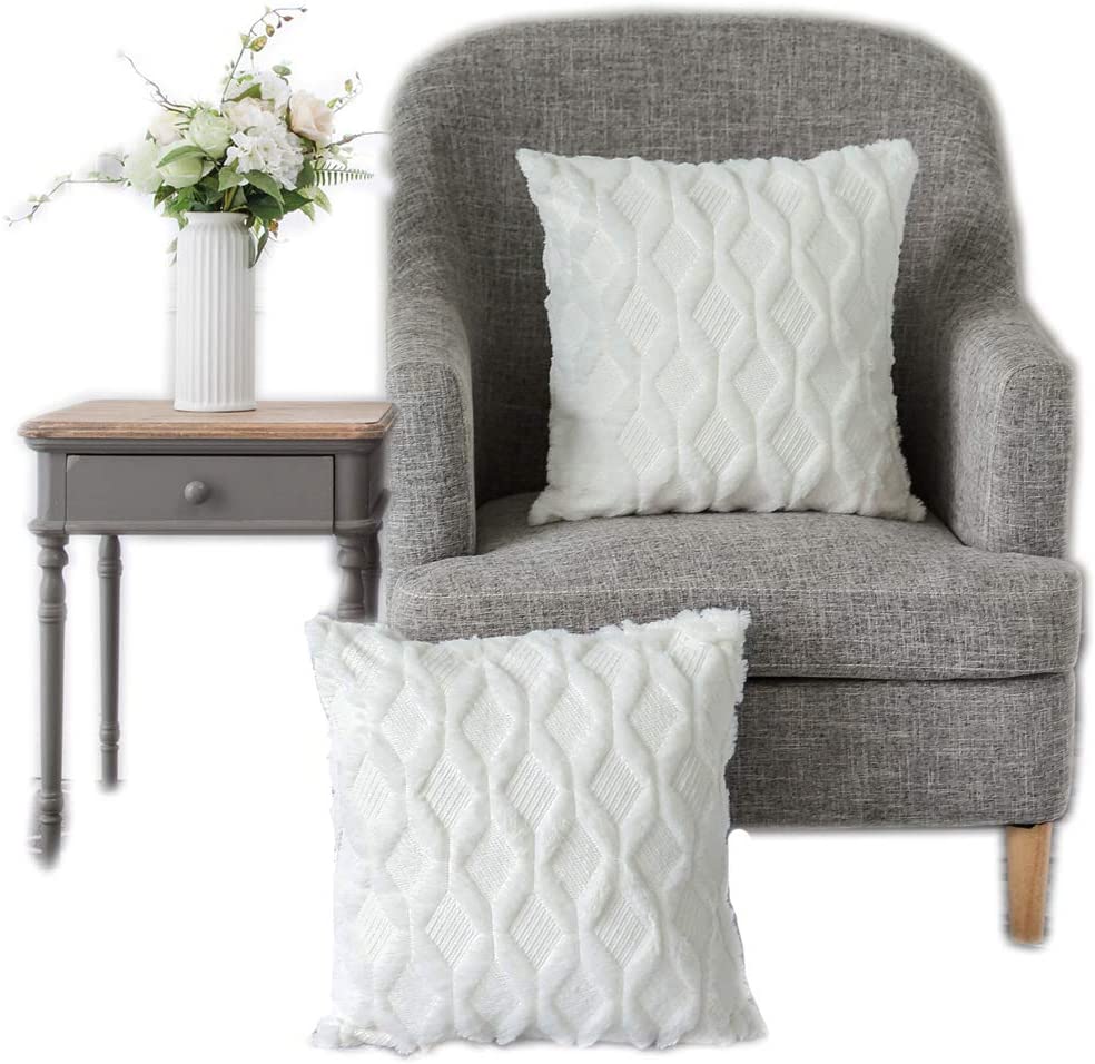 Square Throw Pillow Covers Super Soft Luxury Faux Fur Pillow Case Cover for Sofa Living Room