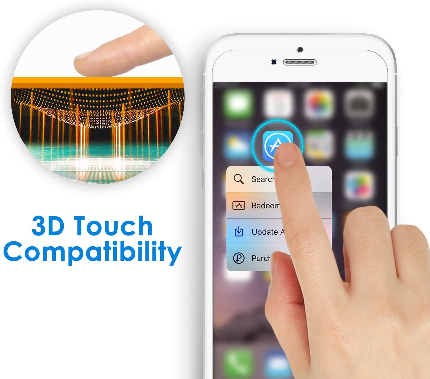 Screen Protector for iPhone SE 2020, iPhone 8/7, iPhone 6s/6, 4.7-Inch, Tempered Glass Film