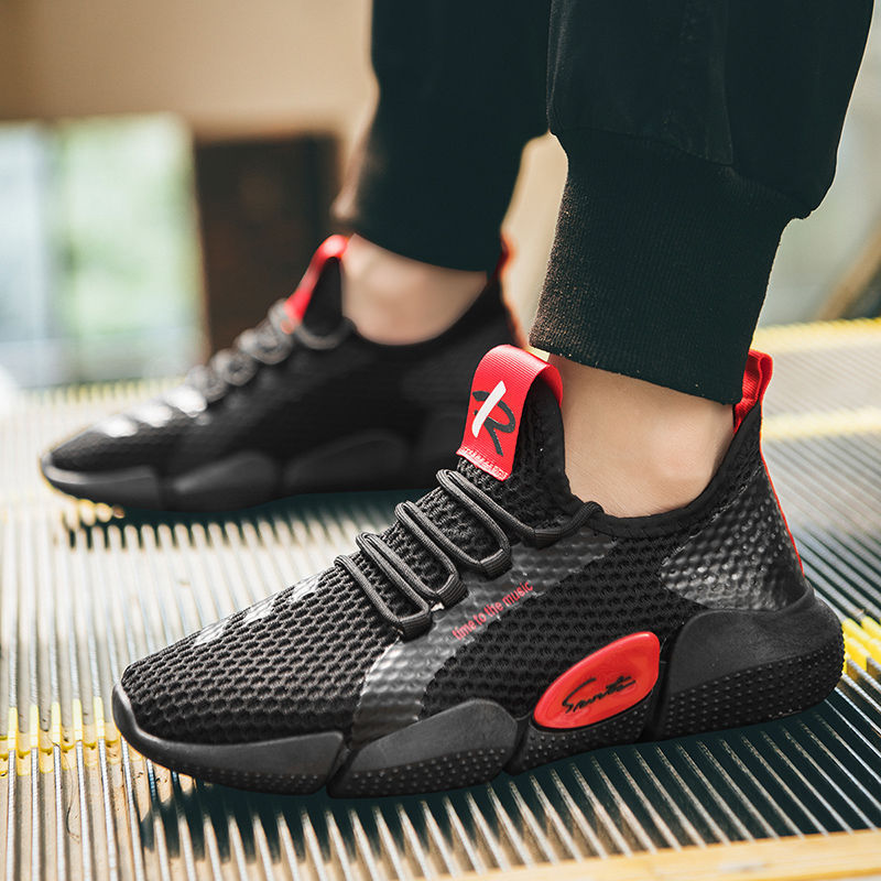 Men Colorblock Mesh Fabric Breathable Sport Casual Running Sneakers