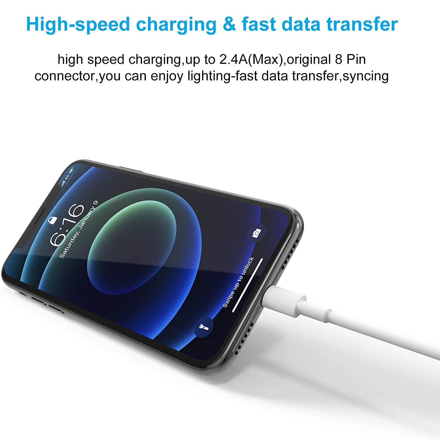 Charging cable for ipad, cable with 1m and 10 PCS, for iphone 12, 11 pro max, x, xs, xr, 8, 7, 6, 5