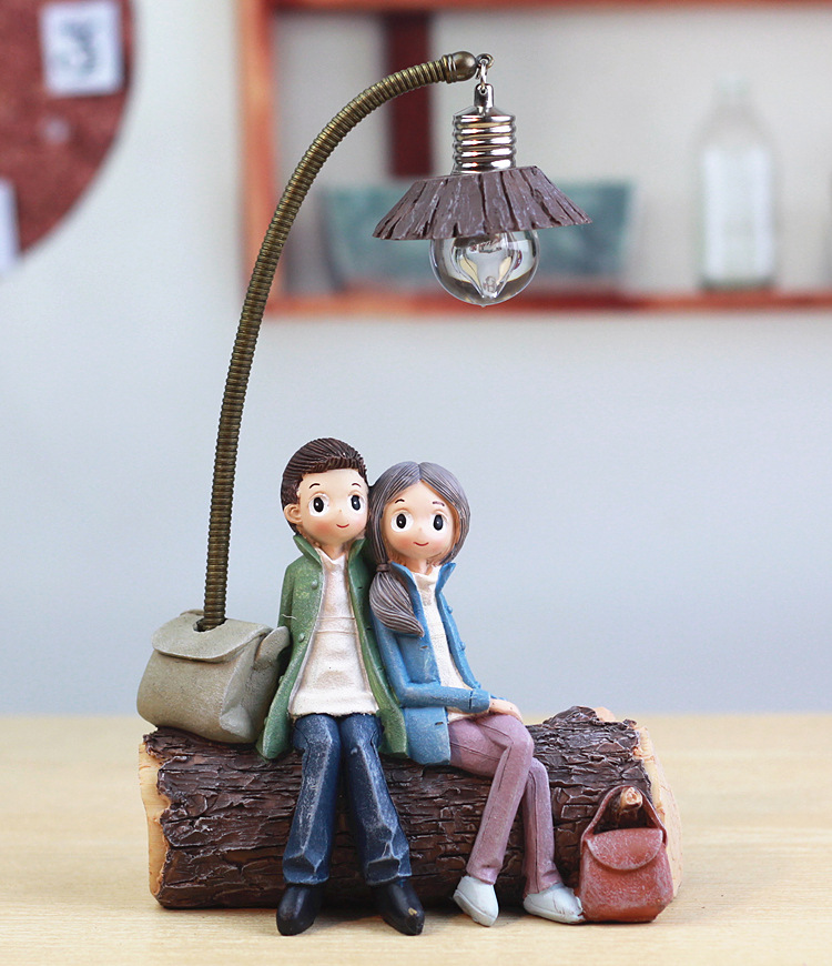 Creative Boy Girl Night Light Valentine's Day Gift Resin Craft Home Decoration ornaments