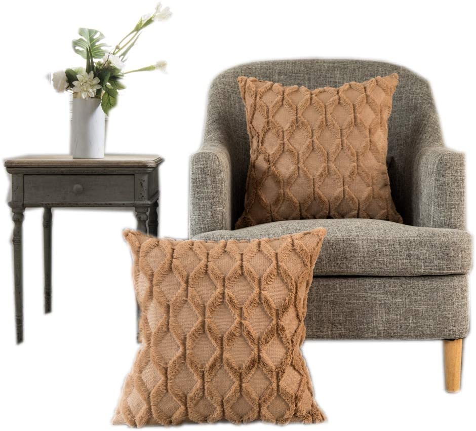 Square Throw Pillow Covers Super Soft Luxury Faux Fur Pillow Case Cover for Sofa Living Room