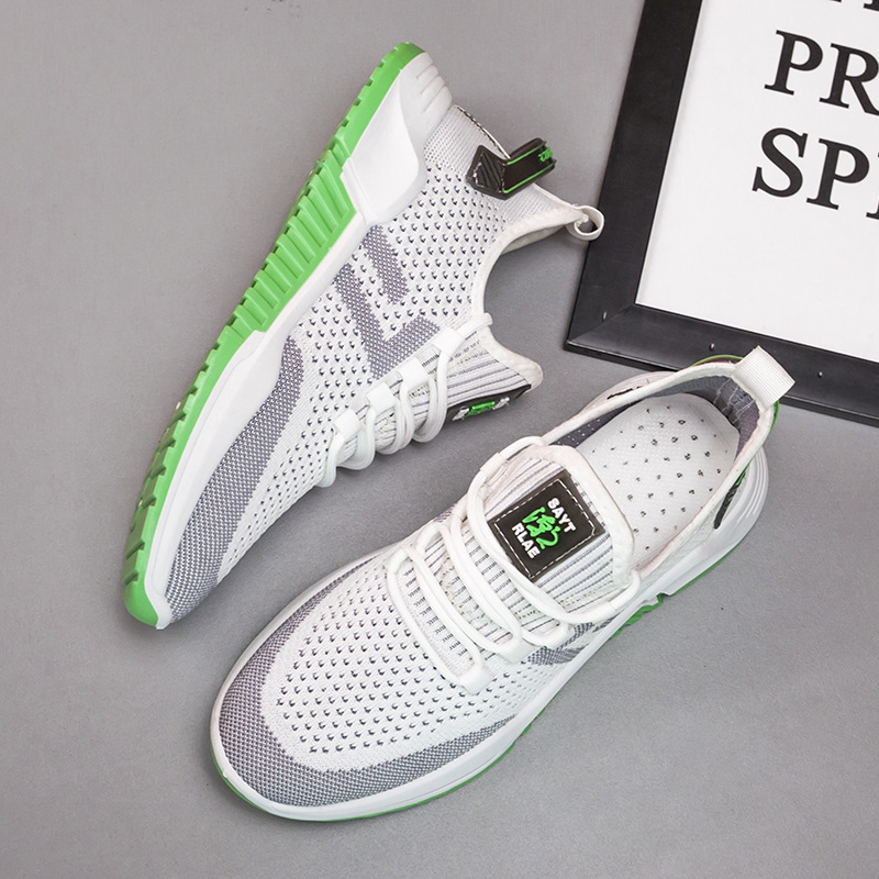 Men Knitted Fabric Breathable Non Slip Soft Sole Sport Casaul Running Shoes