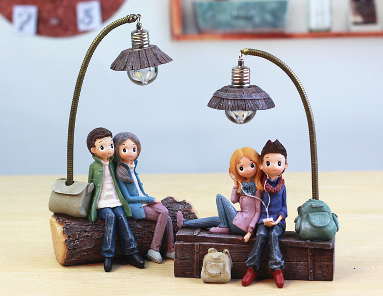 Creative Boy Girl Night Light Valentine's Day Gift Resin Craft Home Decoration ornaments