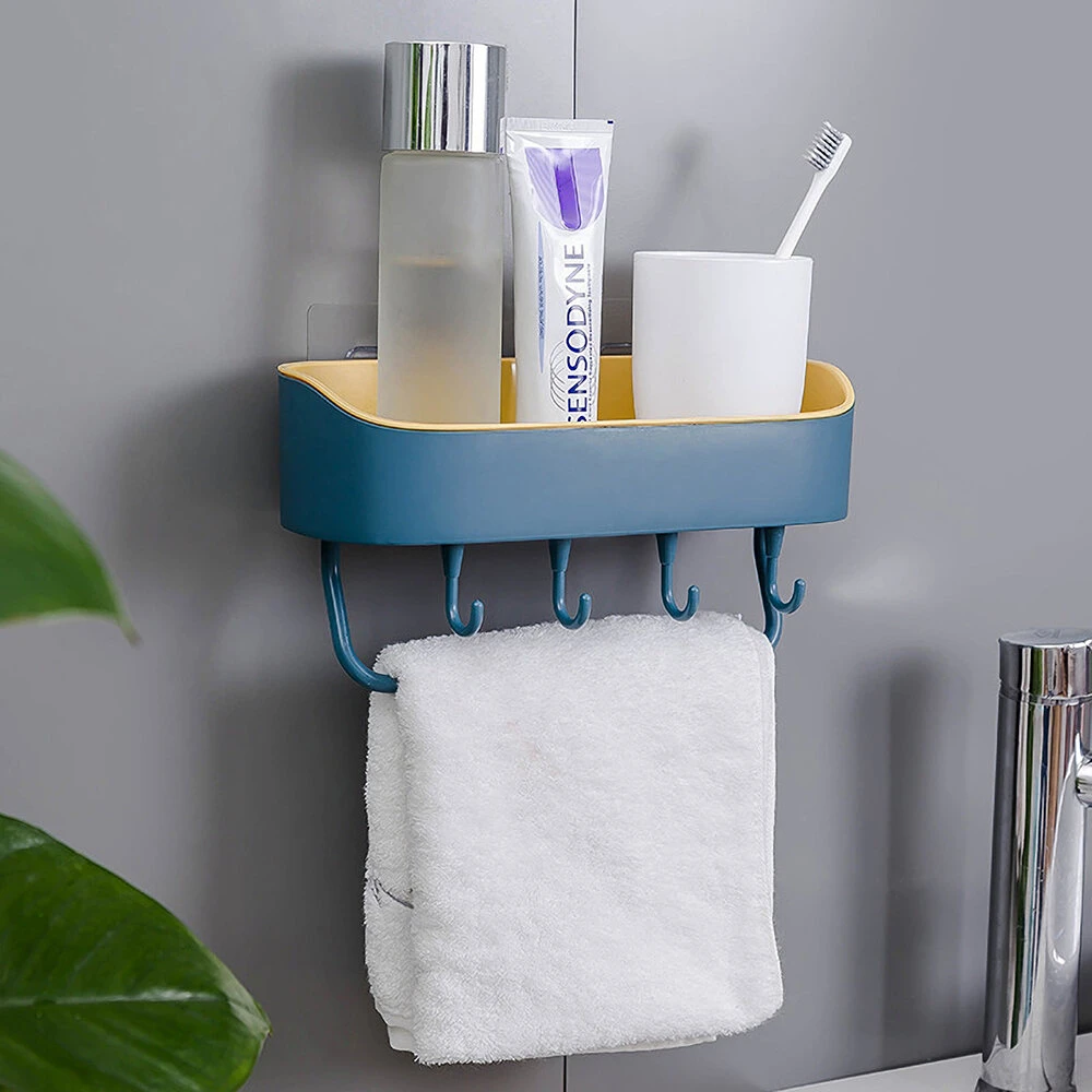 Bathroom Wall-mounted Storage Shelf Kitchen Storage Caddy Rack Organizer Tray Towel Holder