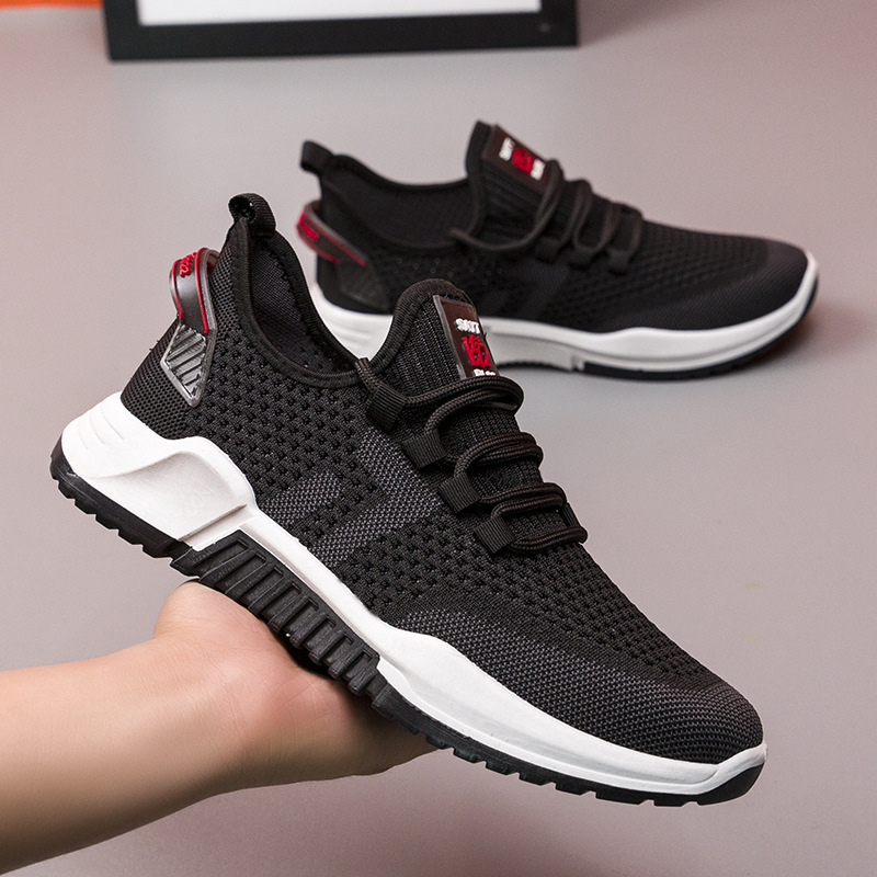Men Knitted Fabric Breathable Non Slip Soft Sole Sport Casaul Running Shoes