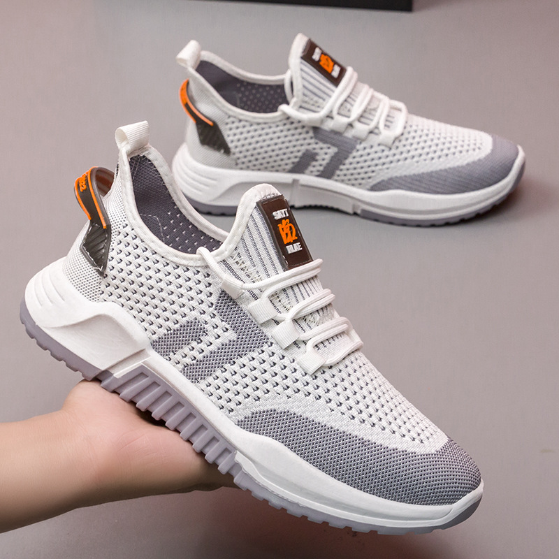 Men Knitted Fabric Breathable Non Slip Soft Sole Sport Casaul Running Shoes