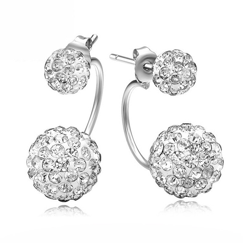 925 sterling silver jewelry ladies Shambhala crystal ball earrings fashion temperament earrings