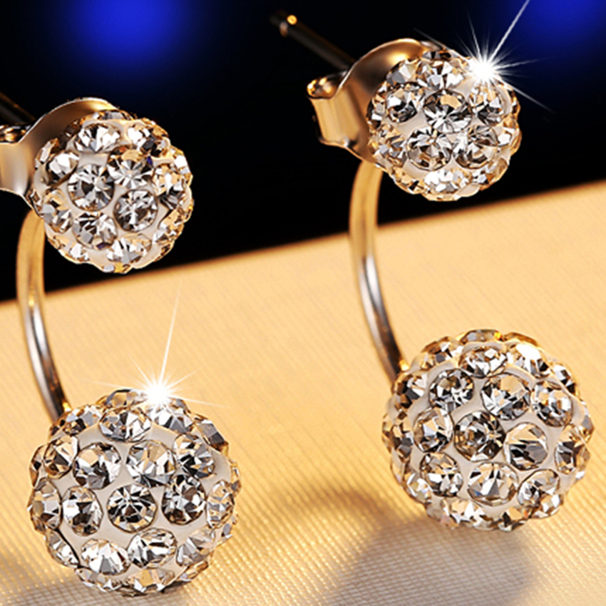 925 sterling silver jewelry ladies Shambhala crystal ball earrings fashion temperament earrings