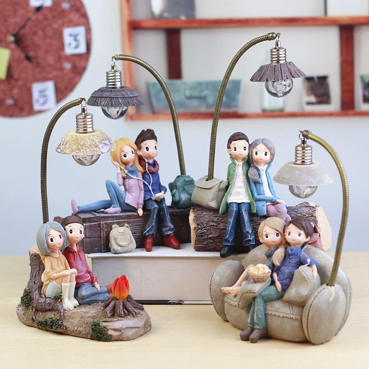 Creative Boy Girl Night Light Valentine's Day Gift Resin Craft Home Decoration ornaments