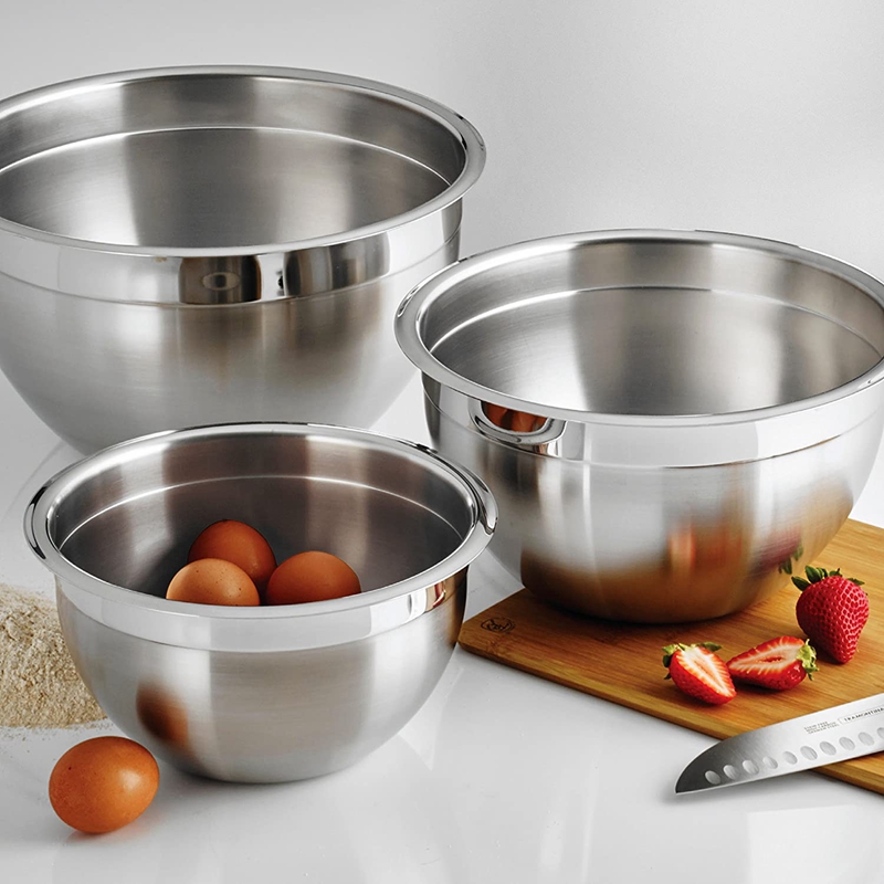 (Set of 6) Non-slip stainless steel mixing bowls nesting whisking salad set mixing bowls
