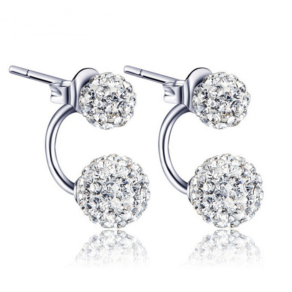 925 sterling silver jewelry ladies Shambhala crystal ball earrings fashion temperament earrings