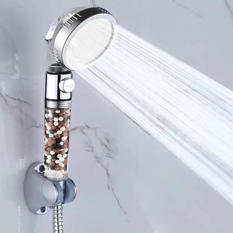 Bathroom 3-Function SPA Shower Head with Switch Button high Pressure Anion Water Saving Shower