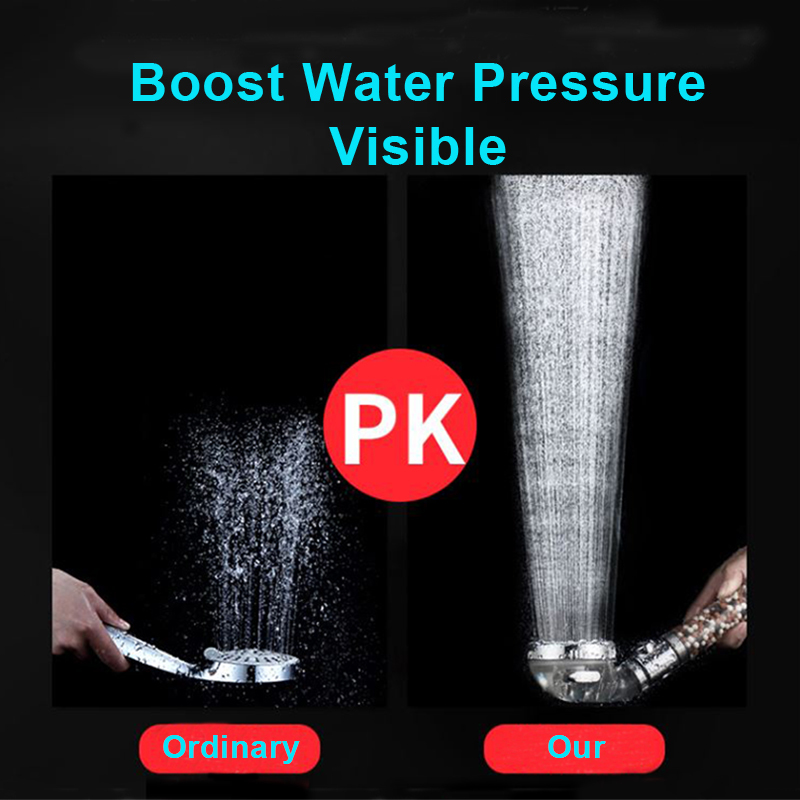 Bathroom 3-Function SPA Shower Head with Switch Button high Pressure Anion Water Saving Shower