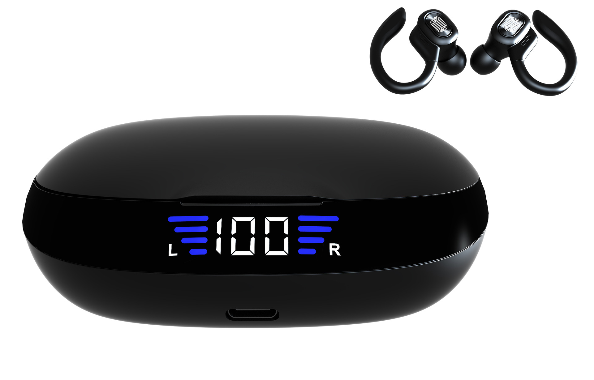 Sports wireless earbuds, Bluetooth 5.0 binaural touch sports earphones, suitable for gym running