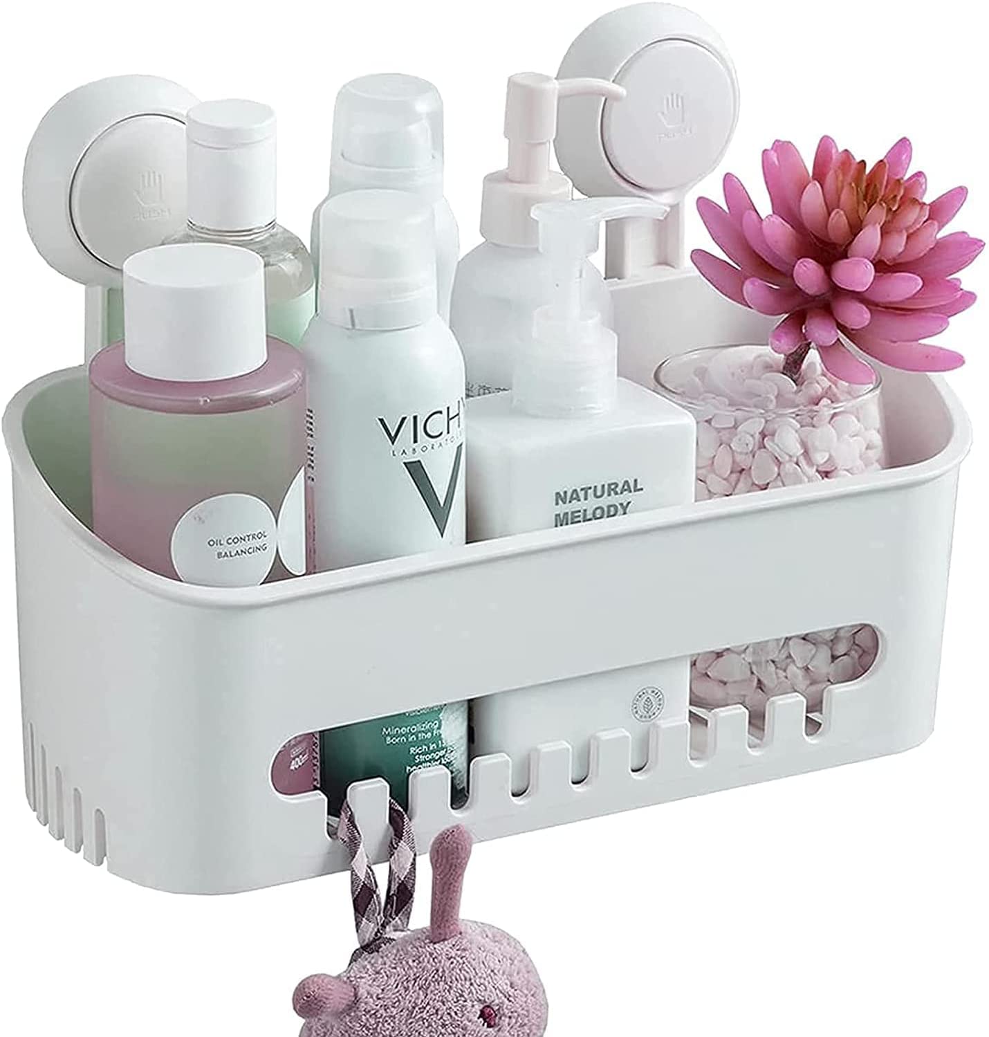 Hanging shower locker with hook shower shelf storage rack for indoor shower, shower wall