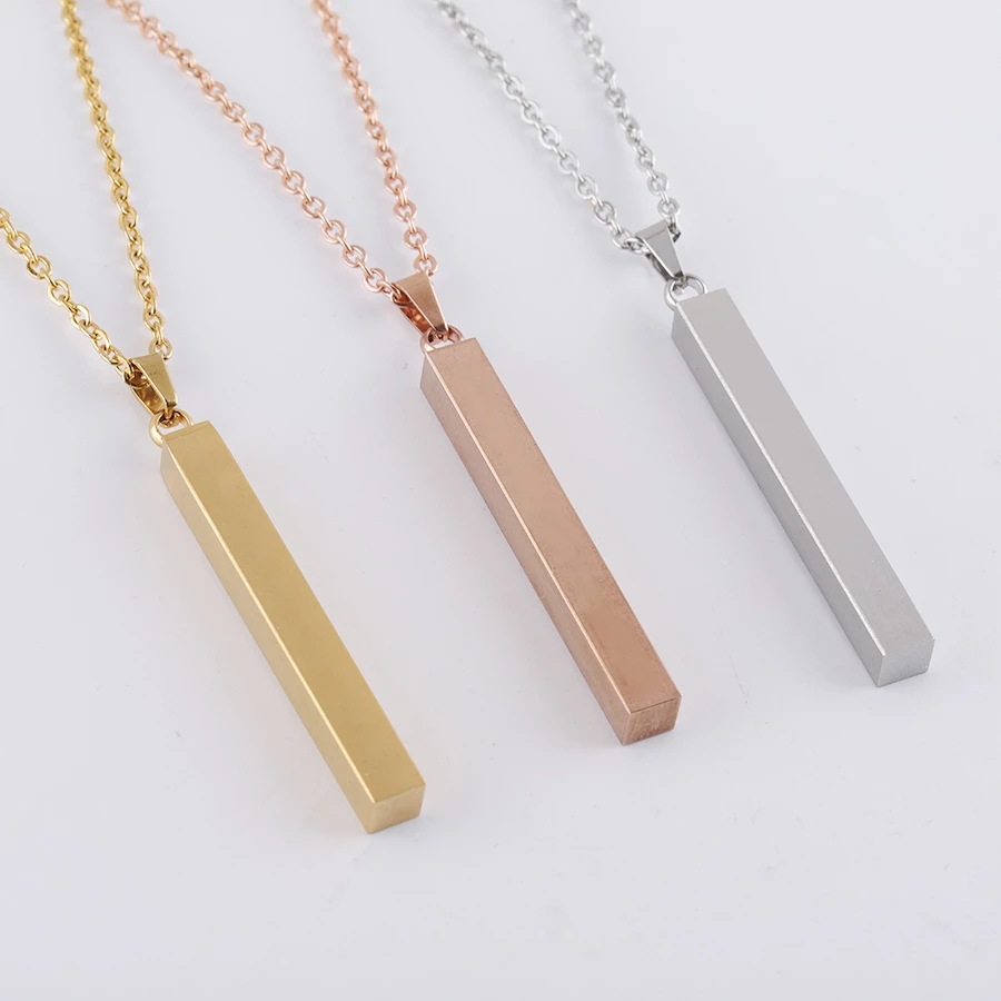 Fashion Custom Stainless Steel Necklaces Name Plate Necklace Engraved Word Letters Pendant Drop
