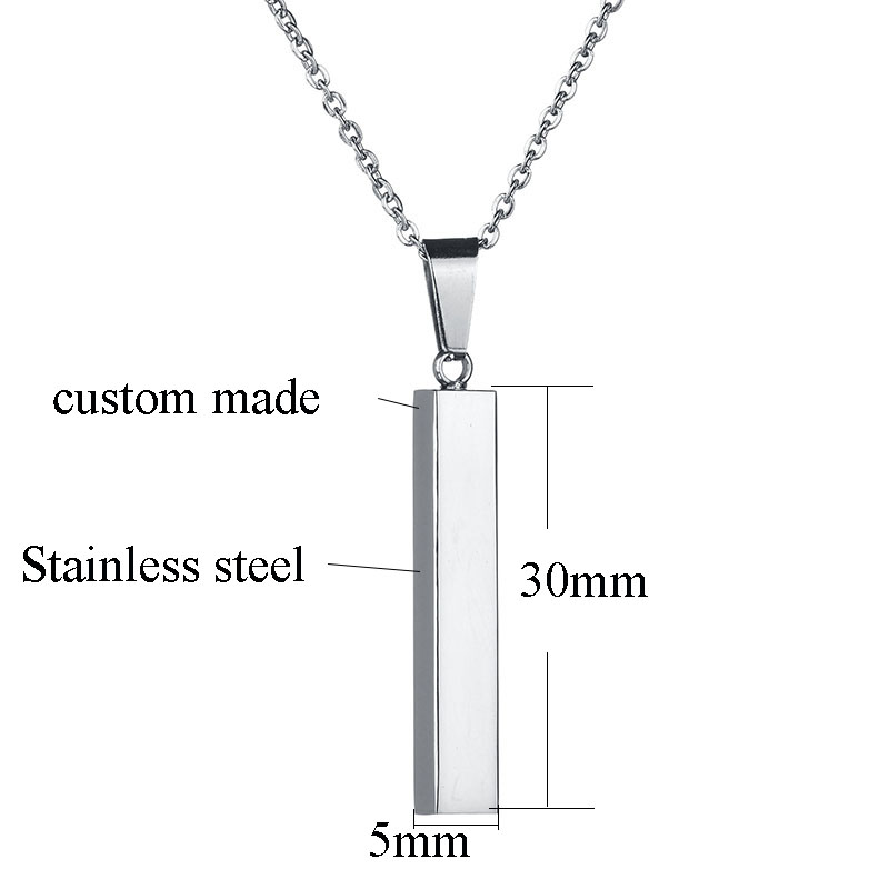 Fashion Custom Stainless Steel Necklaces Name Plate Necklace Engraved Word Letters Pendant Drop