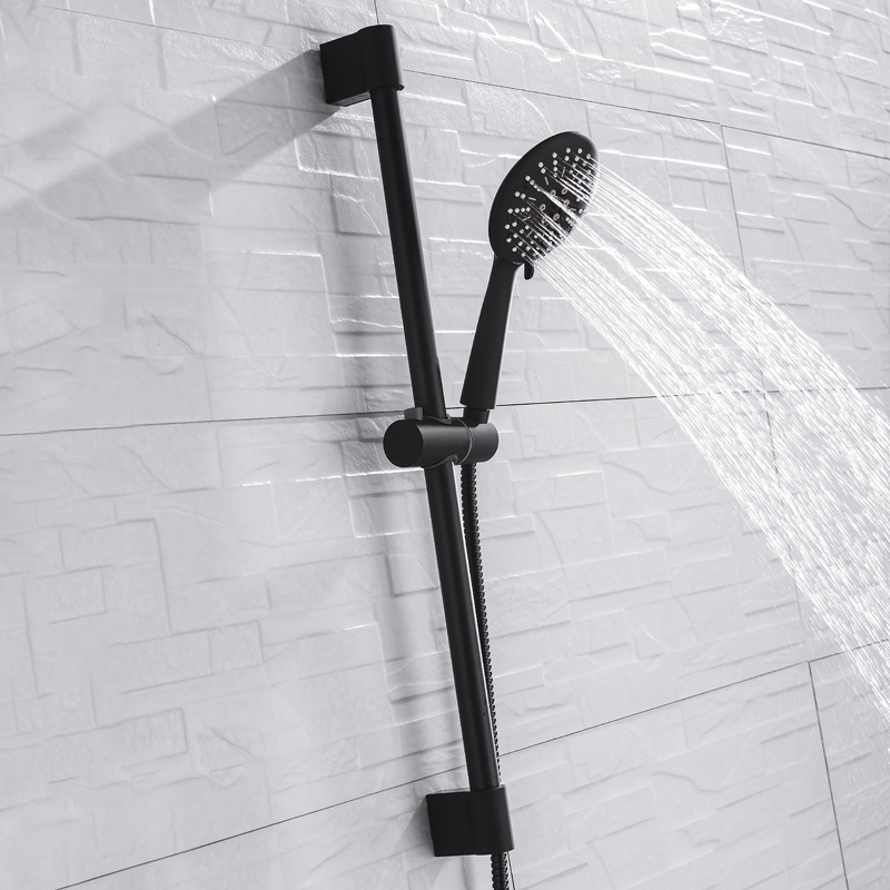 Hand Held Shower Head Pressure Rain Shower Sprayer Set Wall Mount Slide Bar with Hook and Bracket