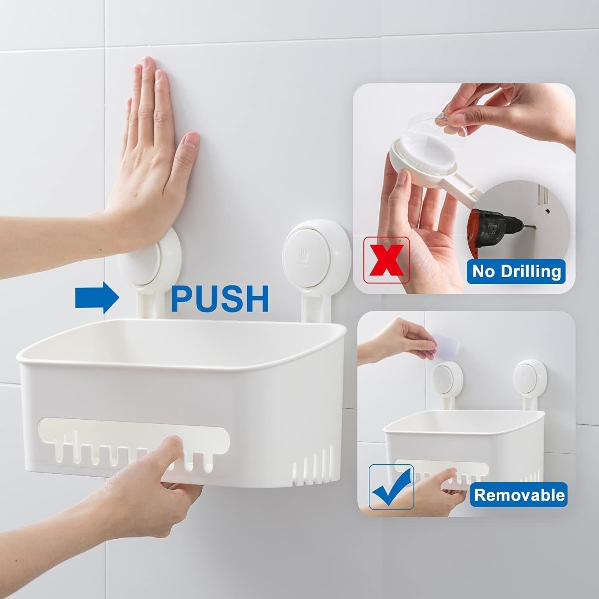 Hanging shower locker with hook shower shelf storage rack for indoor shower, shower wall