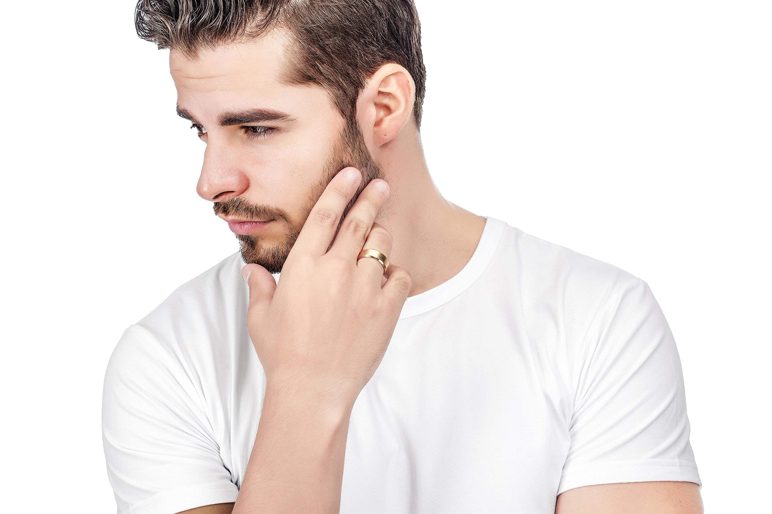 Stainless Steel Rings for Men Wedding Ring Cool Simple Band 8MM Width 3 Pcs A Set