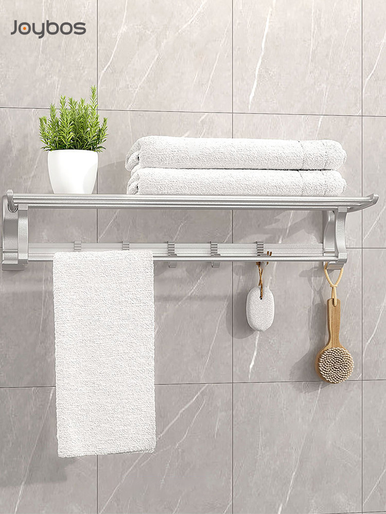 Bathroom shelf aluminum gel, shampoo, towel, storage, wall, does not perforate, folding accessories