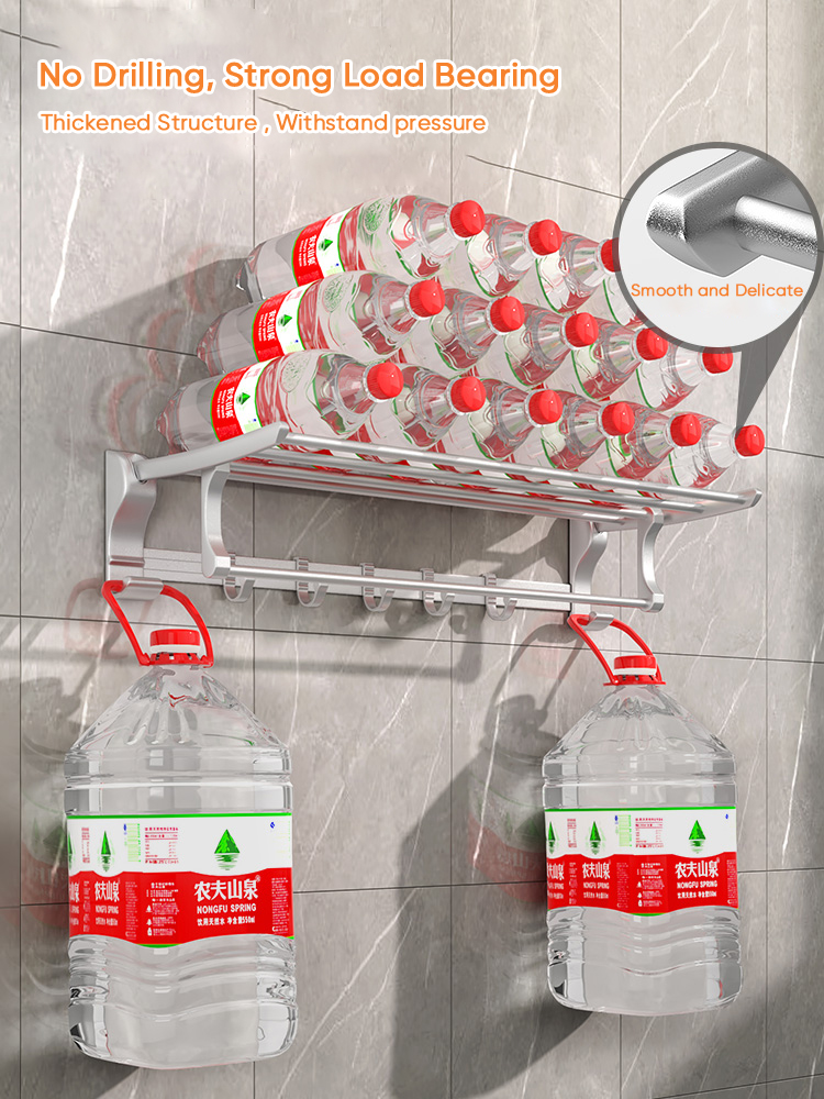 Bathroom shelf aluminum gel, shampoo, towel, storage, wall, does not perforate, folding accessories