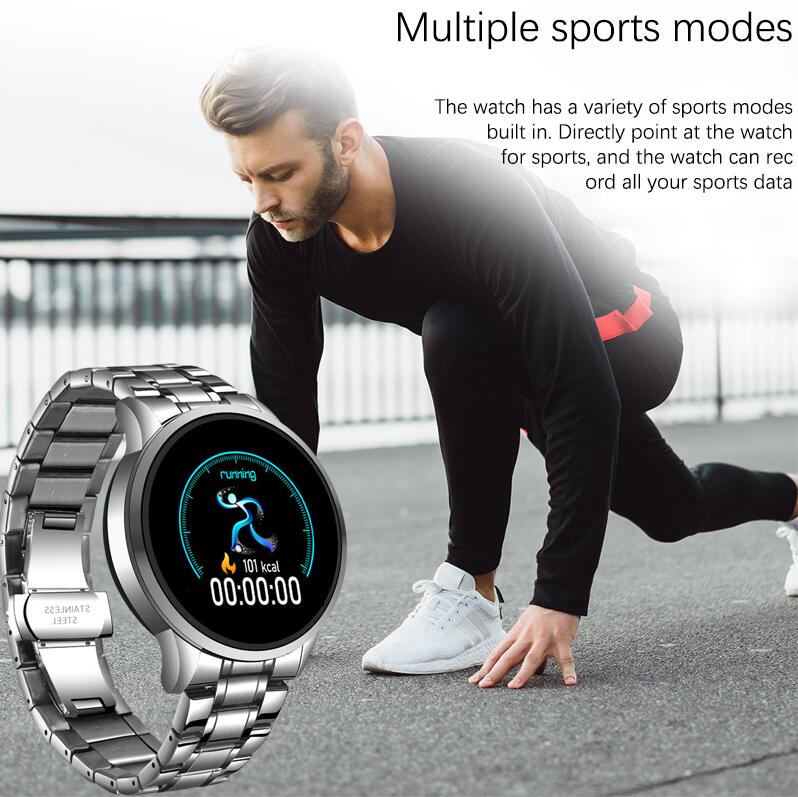 Waterproof men's watch, smart sports watch with alarm, heart rate and pressure monitor