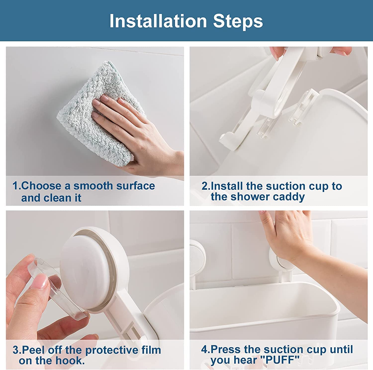 Hanging shower locker with hook shower shelf storage rack for indoor shower, shower wall
