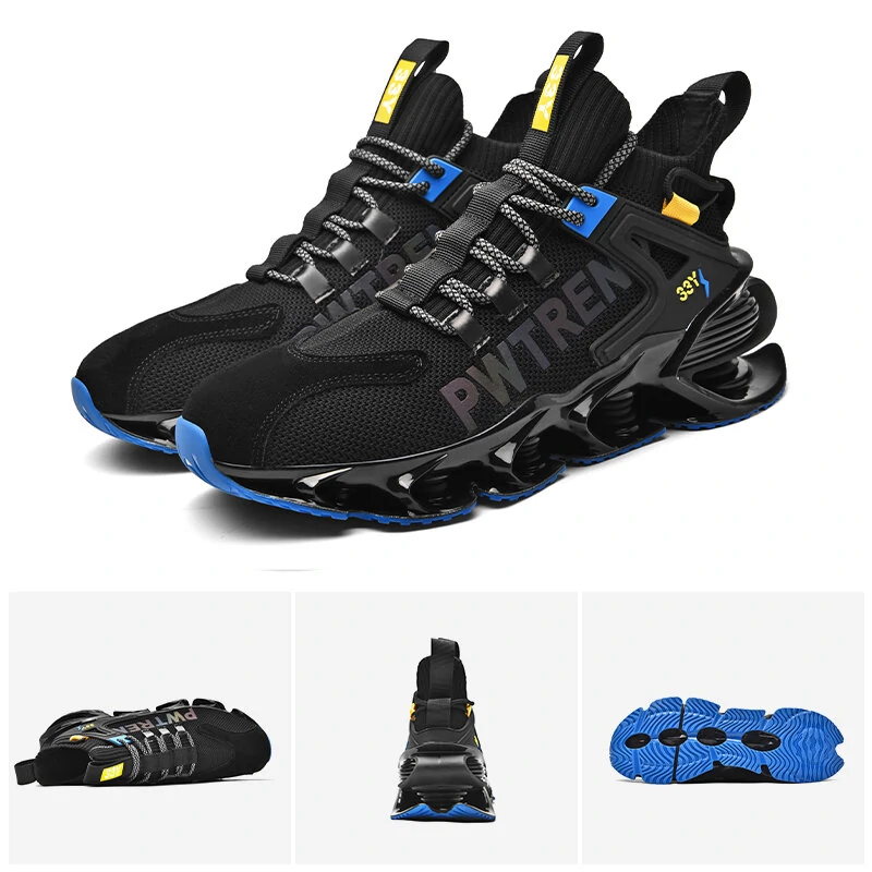 Men Breathable Fabric Soft Blade Sole Non Slip Comfy Reflect Casual Sports Shoes