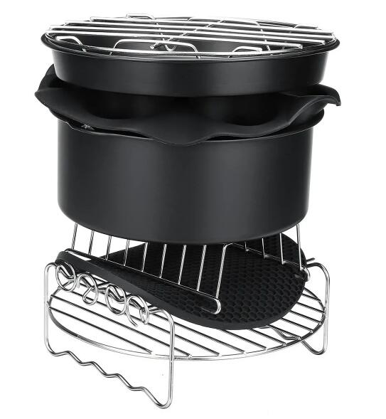 7PCS Air Fryer Accessories Set Chips Baking Basket Pizza Pan Home Kitchen Tool