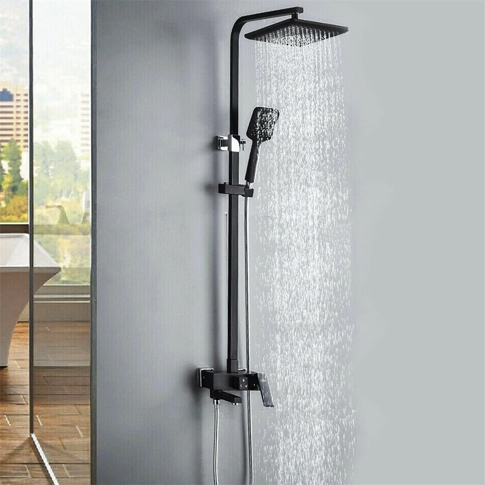 Black Shower System Thermostatic Shower Faucet Shower Column Handheld Shower Set - Normal
