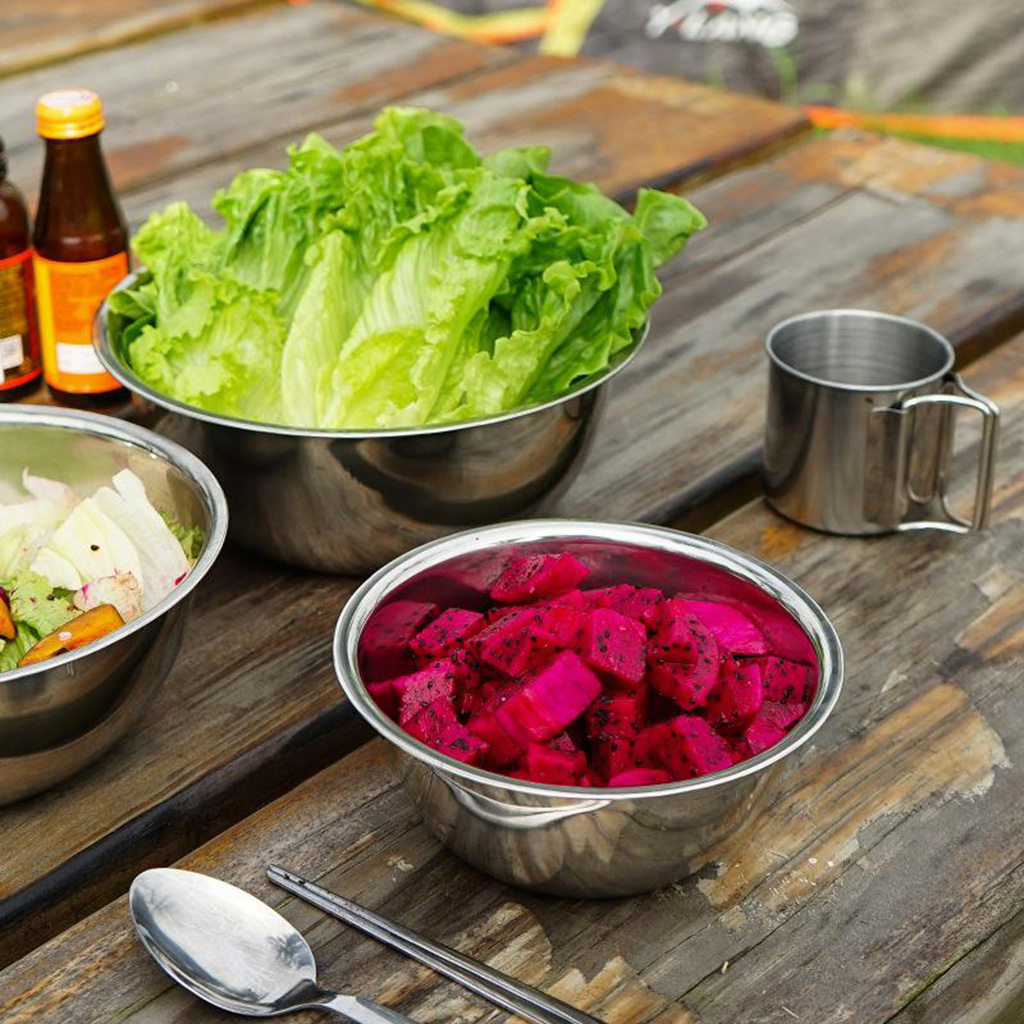 5pcs Stainless steel bowl set for mixing food, vegetables, fruits, rice, wash bowl, metal storage